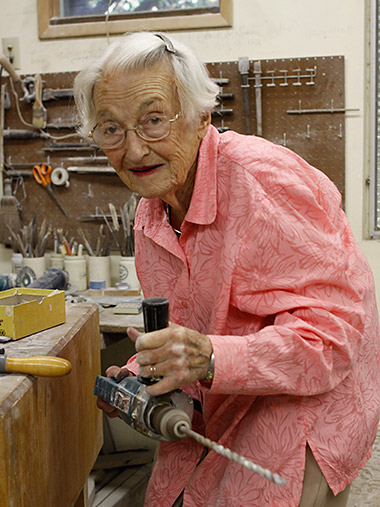 The artist, in her 90s, in her studio
