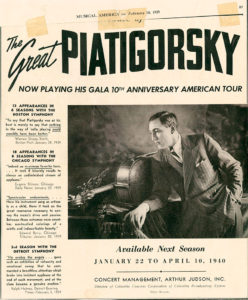 Announcement of Gregor Piatigorsky's 1940 American Tour